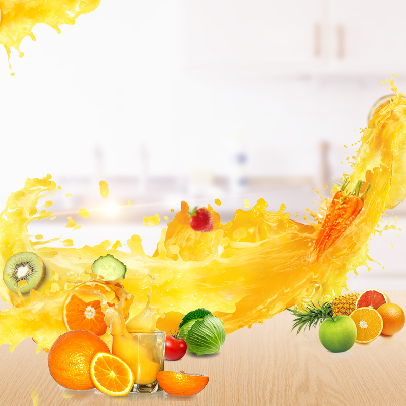 飞溅橙汁破壁机果汁机PSD分层主图，高清JPG背景素材下载