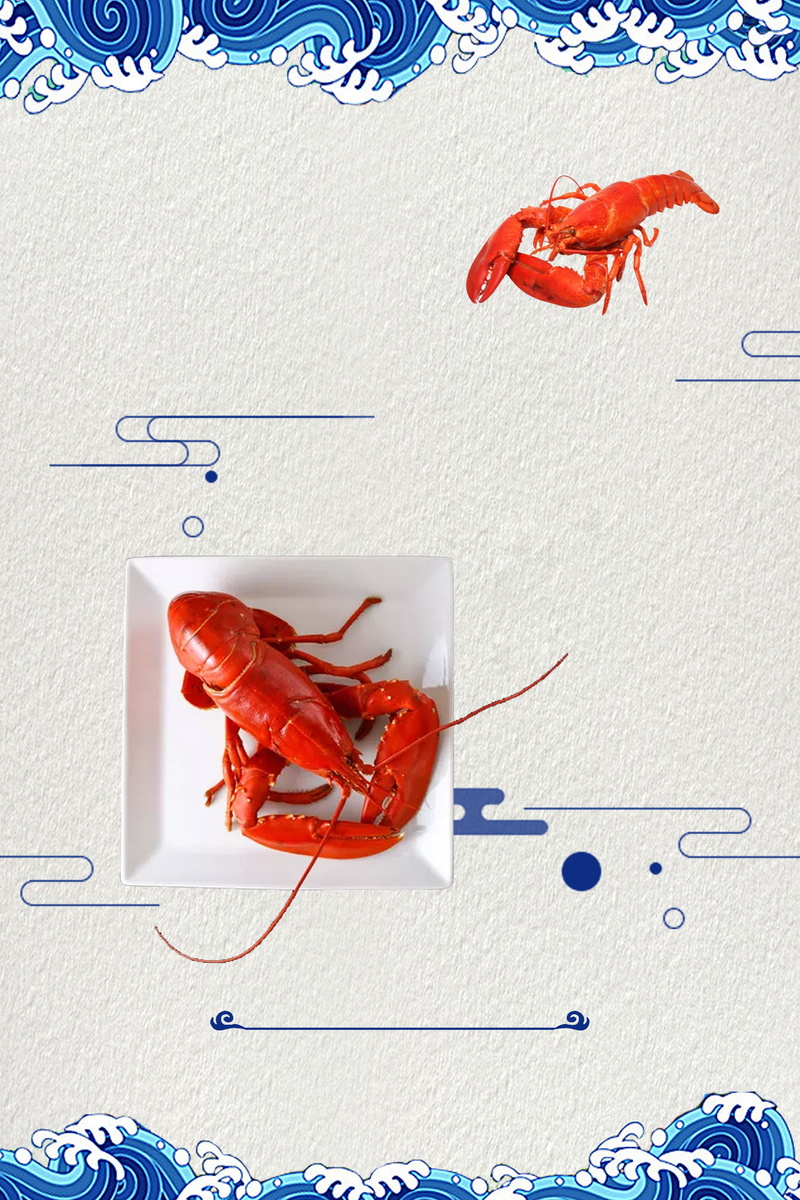 清新大气美食大虾促销海报，高清JPG图片素材，另类创意，一键下载