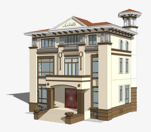 高清房屋建筑效果图PNG素材，透明装饰元素与图案，免费下载
