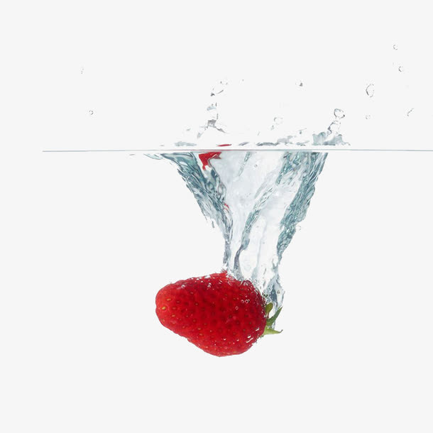 草莓落水瞬间，高清PNG透明装饰特效图片，免费下载设计素材