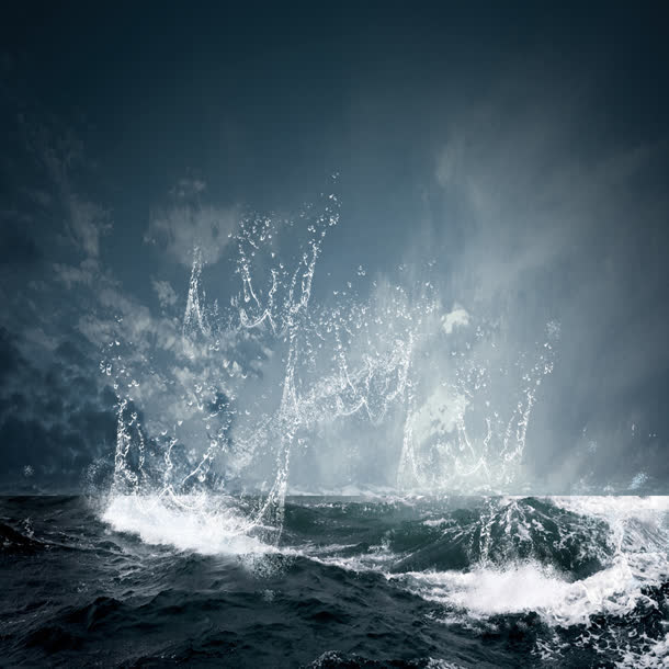 海上浪花飞溅高清PNG透明图，摄影风景素材，设计必备下载