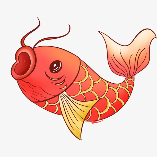 大红鲤鱼PNG透明图，高清免抠，节日设计素材下载（元旦/春节/元宵）