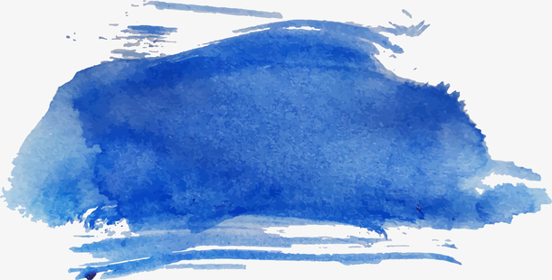 蓝色水彩涂鸦PNG透明图，高清装饰元素，笔触墨迹设计素材下载