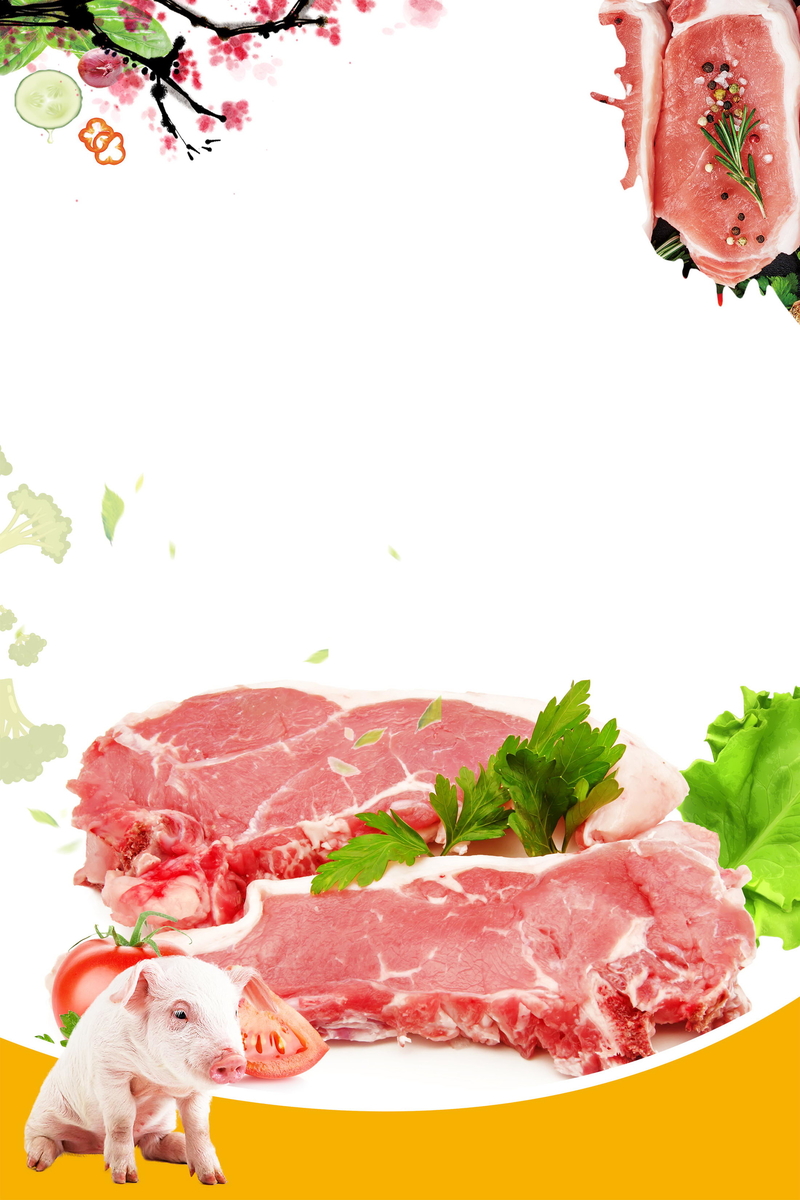 猪肉铺促销，高清JPG图片素材，展示新鲜猪肉背景，另类风格，免费下载