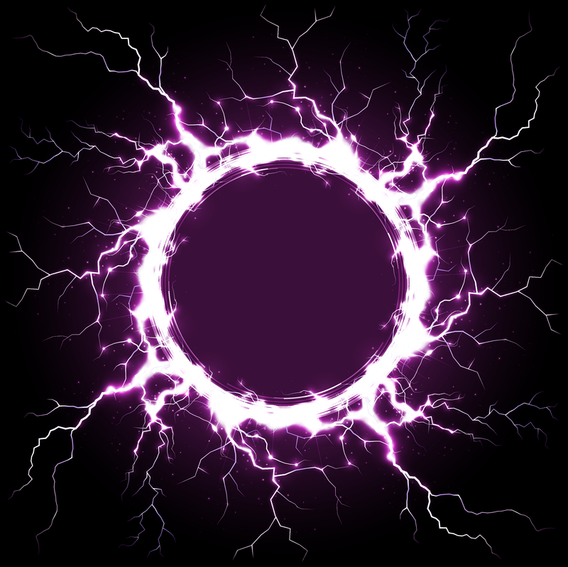 科技感紫色闪电圆环光环背景高清JPG，创意另类图片素材下载