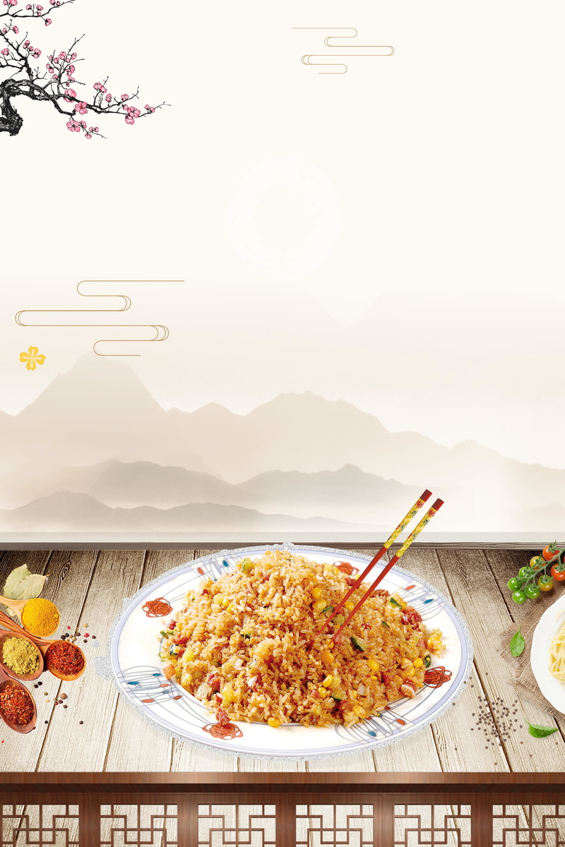 杭州炒饭传统美食，高清JPG背景模板，创意图片设计素材下载