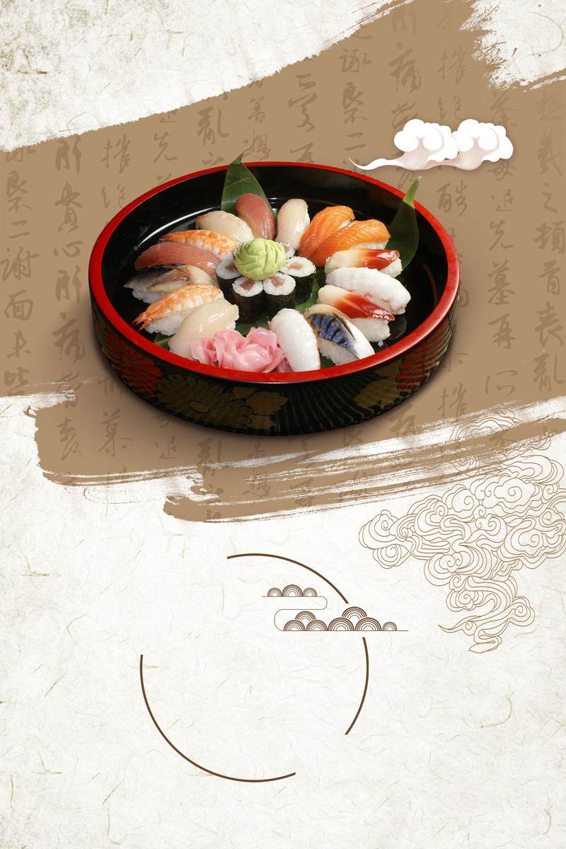 美味寿司背景海报，高清JPG下载，另类创意图片素材精选