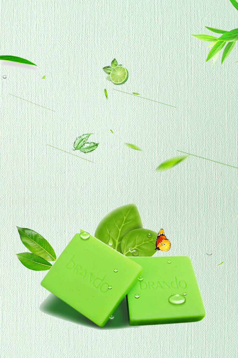 绿色清新手工皂海报背景，另类高清JPG素材，创意图片设计下载