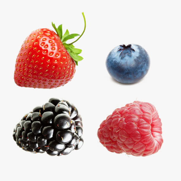 草莓蓝莓PNG透明图片，高清装饰元素，植物设计素材免费下载