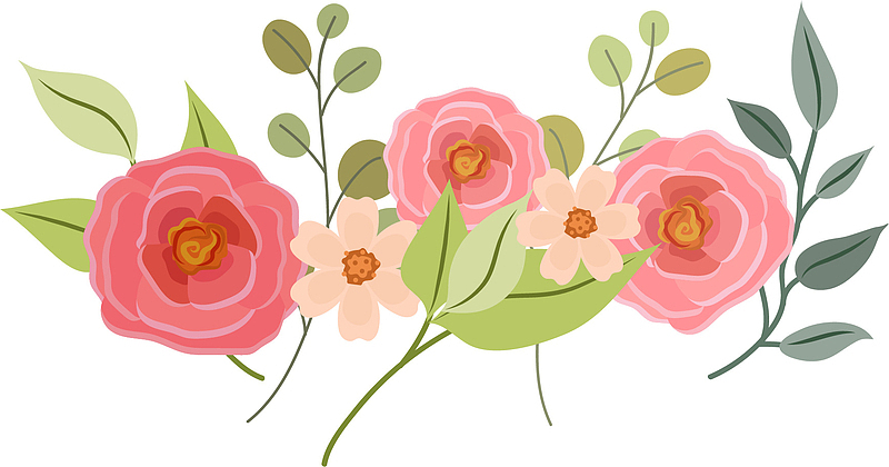 高清粉色手绘玫瑰PNG透明图，卡通元素设计素材，免费下载