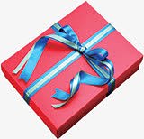 高清蓝色蝴蝶结礼品盒PNG透明图，情人节节日元素设计素材，免费下载