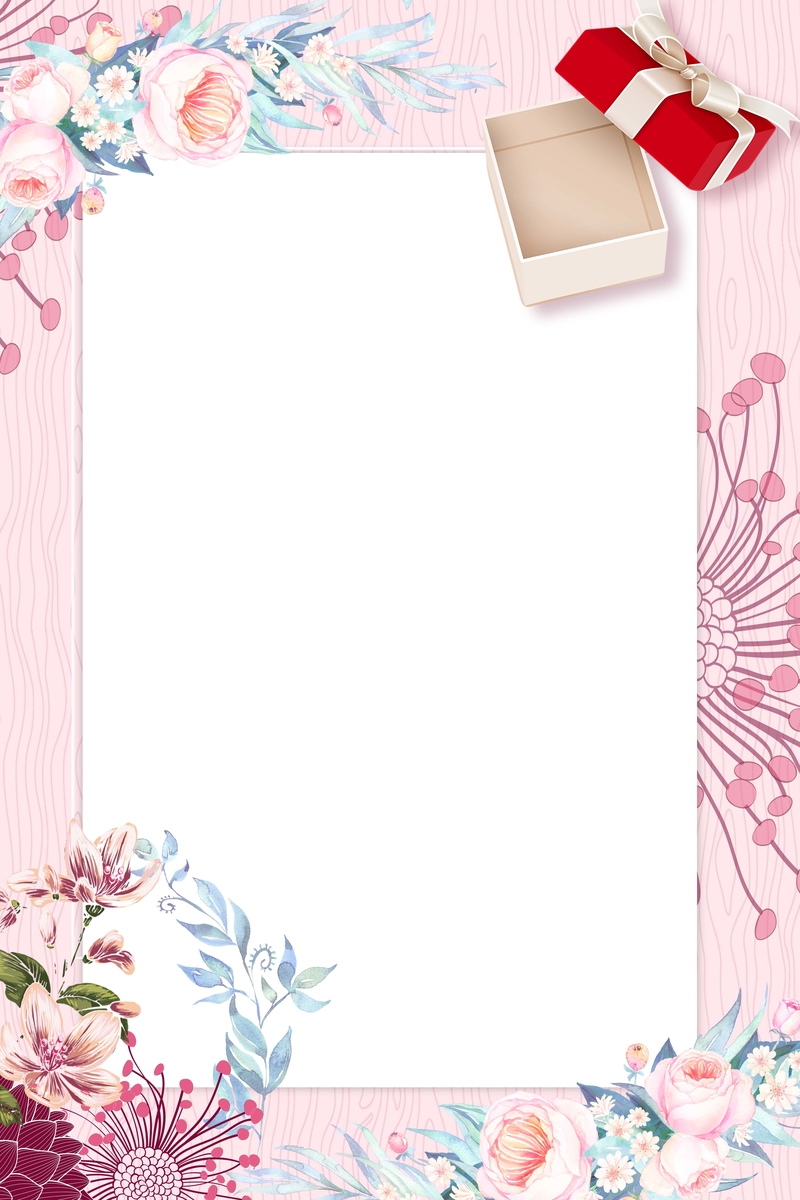 高清粉色手绘花卉婚礼海报背景JPG，另类插画设计素材，免费下载