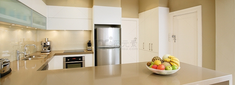 高清PNG透明背景，家居厨房整洁风格Banner素材，轻松下载设计海报