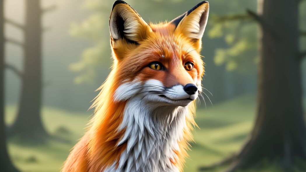 绝美狐狸4K艺术壁纸，野生动物在森林中的魅力，高清3840x2160壁纸下载