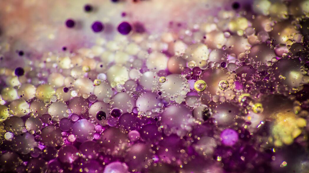 梦幻紫色气泡液体宏观世界，4K高清壁纸下载（3840x2160）