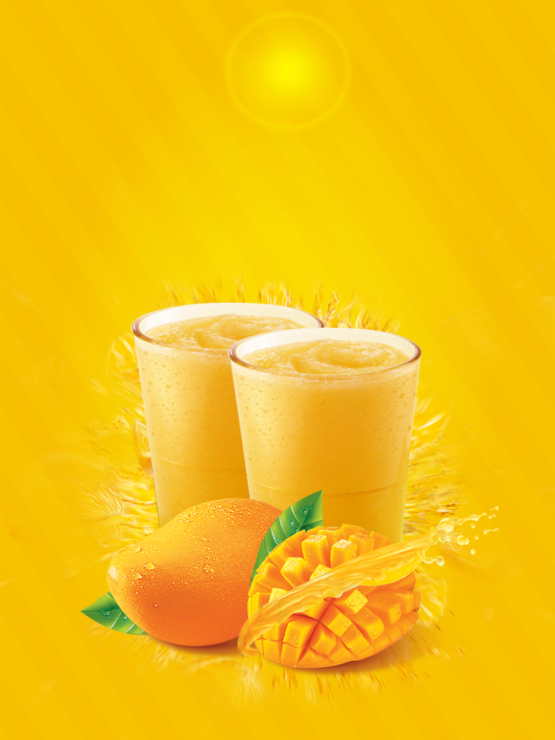 限时特惠，新鲜芒果汁饮料，高清海报设计素材下载，畅享美味水果风情