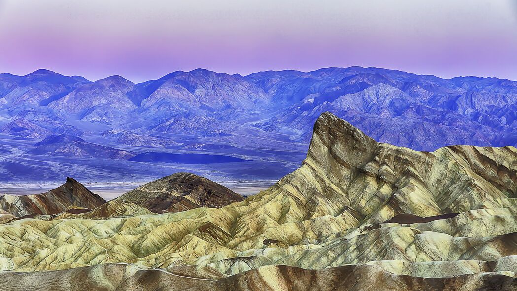 绝美死亡谷落日风光，沙漠山脉交融，4K高清壁纸下载（3840x2160）