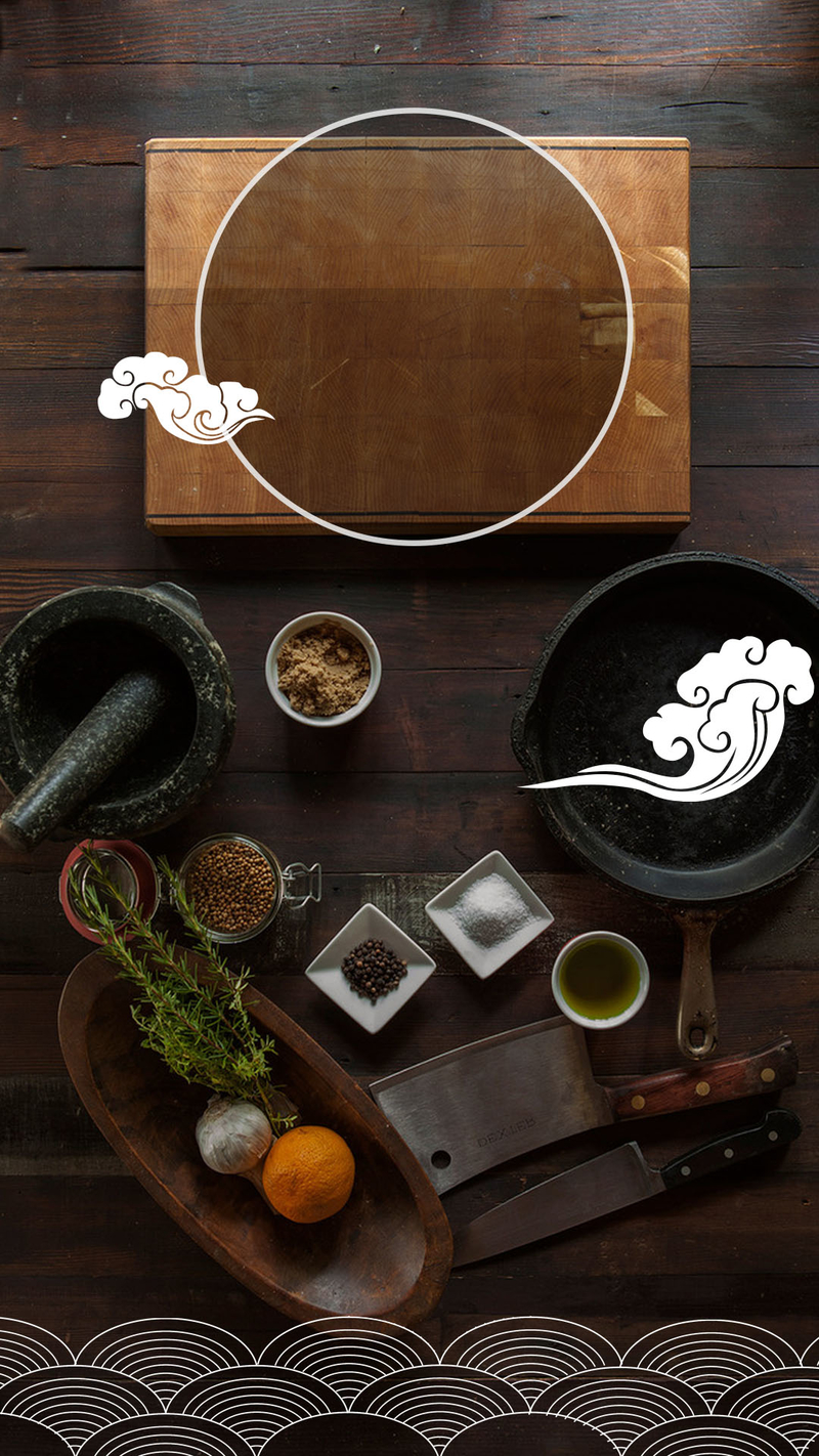 高清棕色木板餐具背景图，H5设计素材，JPG格式，另类创意之选