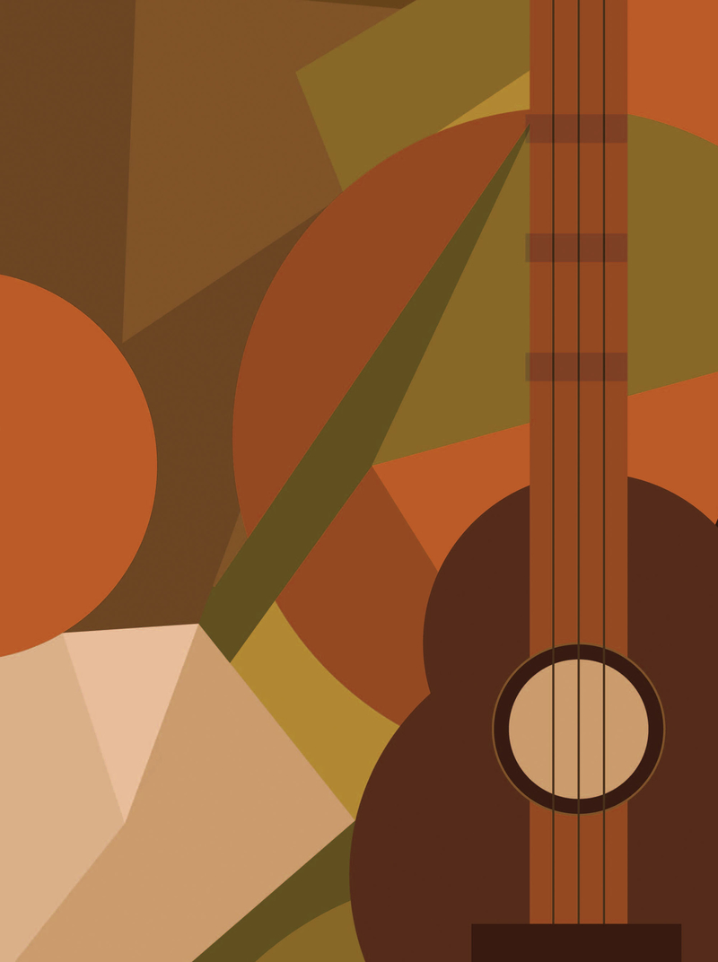 古典吉他音乐会海报，简约抽象设计，高清JPG素材下载