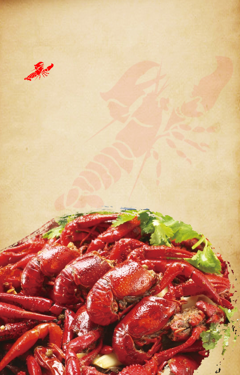 高清小龙虾美食海报背景素材JPG，另类设计，一键下载图片素材