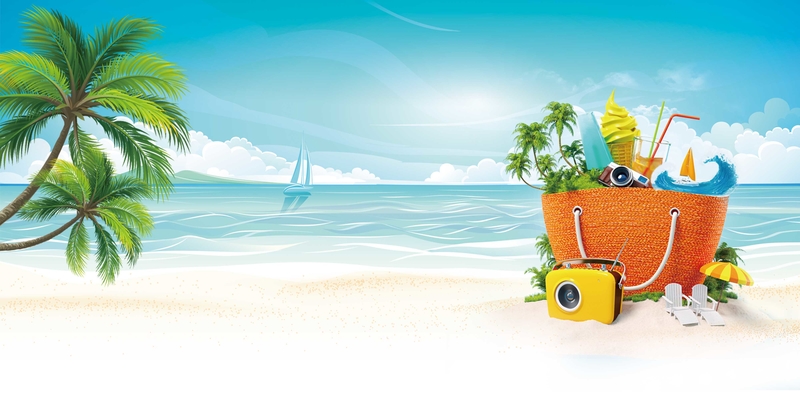 高清夏季沙滩JPG图片，独特设计素材，一键下载