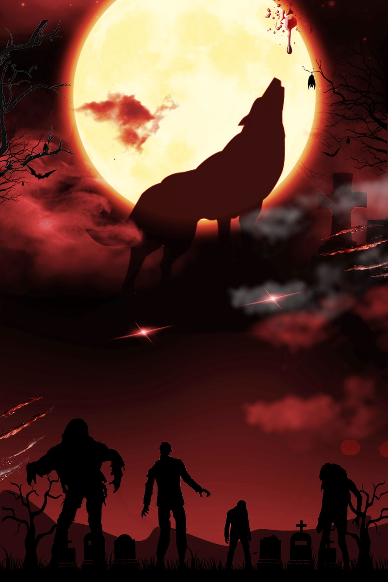 暗黑狼人杀PSD分层素材，高清JPG图片下载，独特游戏设计资源