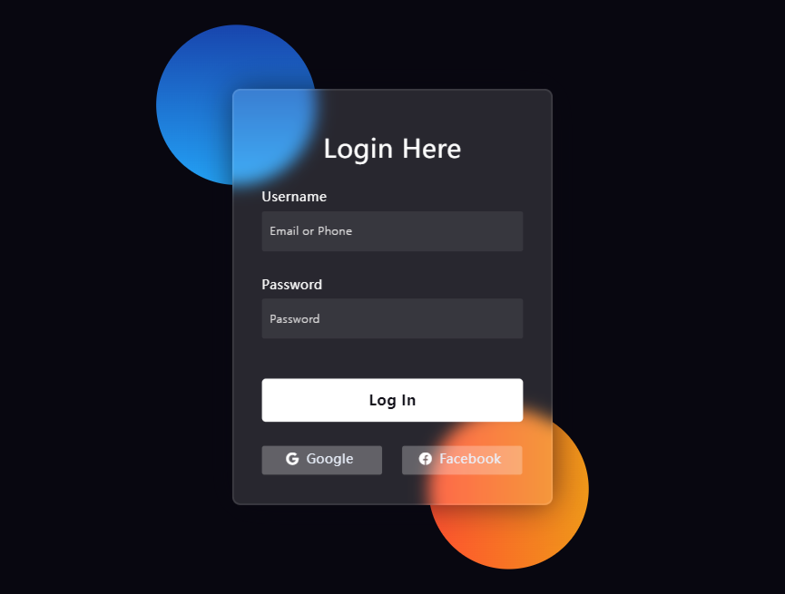 登录表单代码，玻璃拟态风格案例