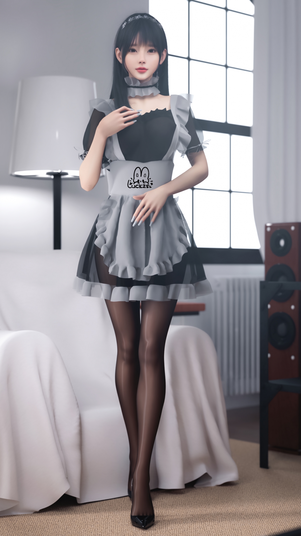 高清4K动漫壁纸，麻匪新女仆3D少女，2160x3840超高清手机壁纸下载