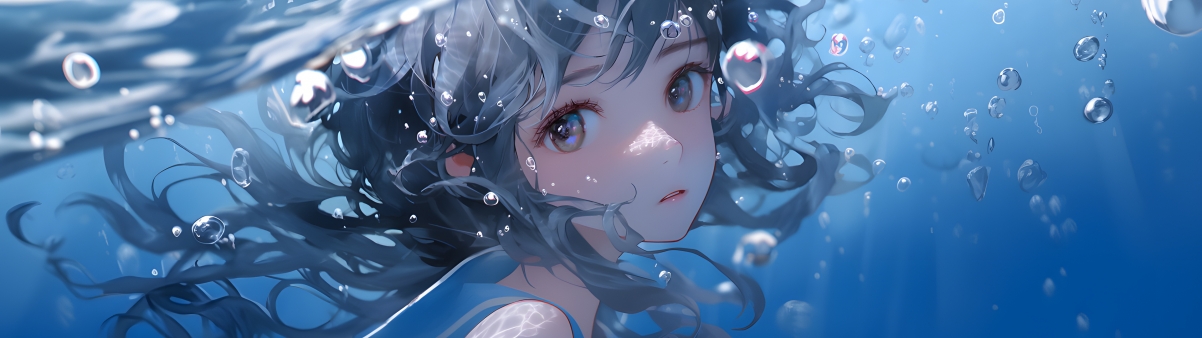 绝美水下动漫少女壁纸，超清3840x1080超宽屏长图，高清下载