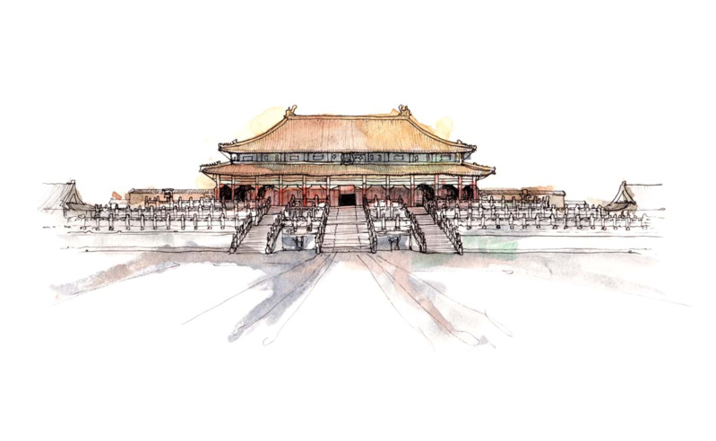 精美手绘名胜古迹建筑PNG图片素材，高清透明，卡通元素，免费下载