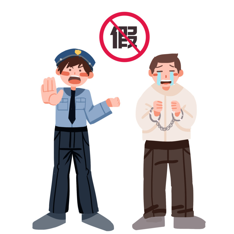 高清打假警察与犯人插画PNG免抠元素及设计素材下载