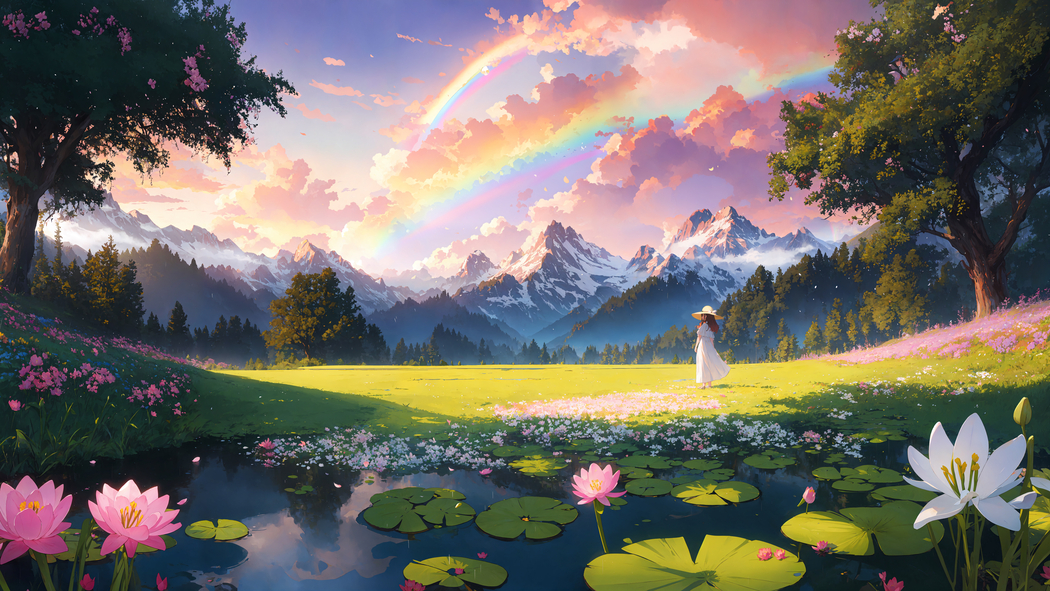 唯美4K壁纸，小女孩与自然风景，花草树木，高清3840x2160下载