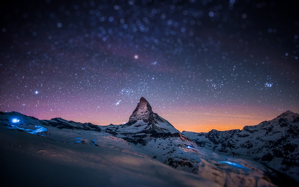 阿尔卑斯山夜晚雪峰4K高清风景壁纸 1920x1200 下载