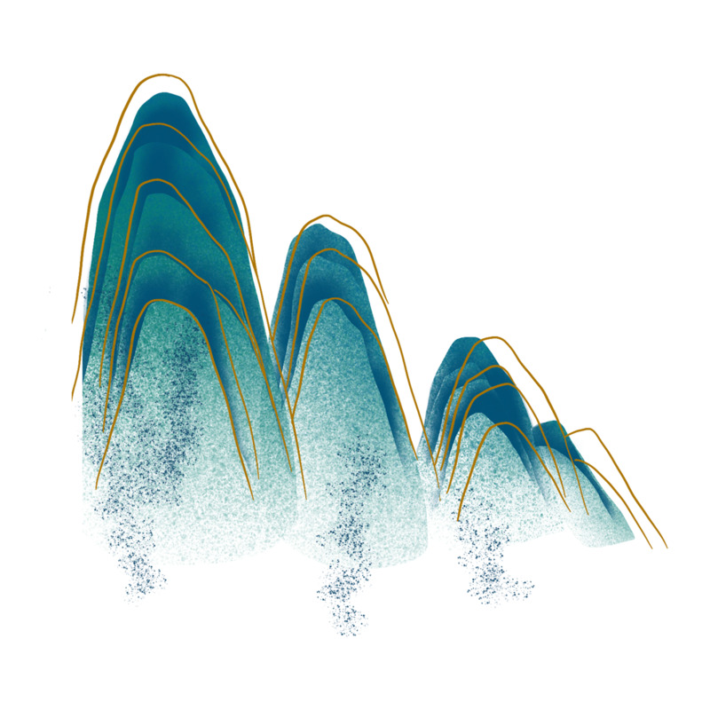 中国风水墨山峰高清PNG透明装饰元素设计素材下载