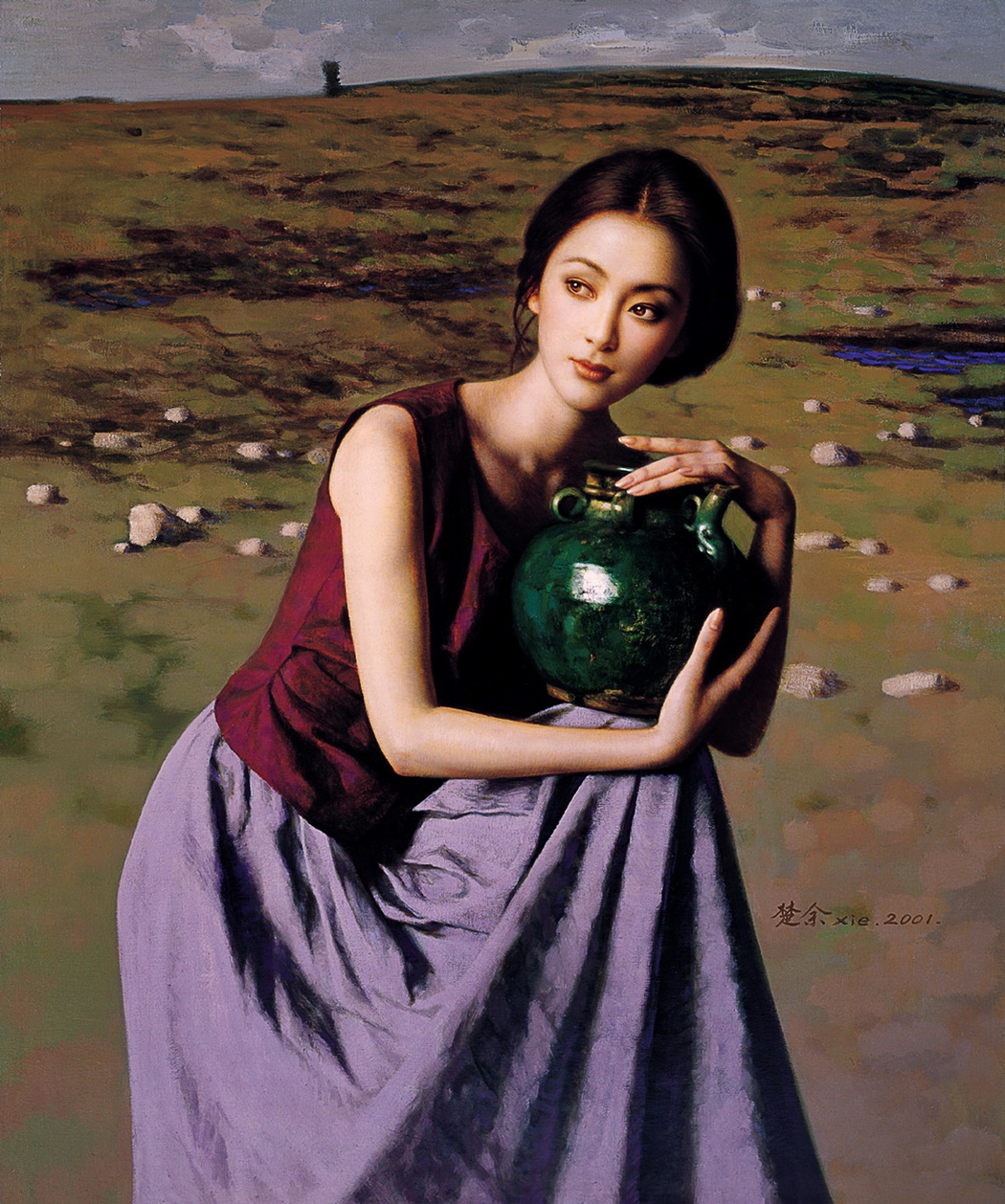 4K高清美女油画壁纸素材，2000x2396分辨率背景图下载