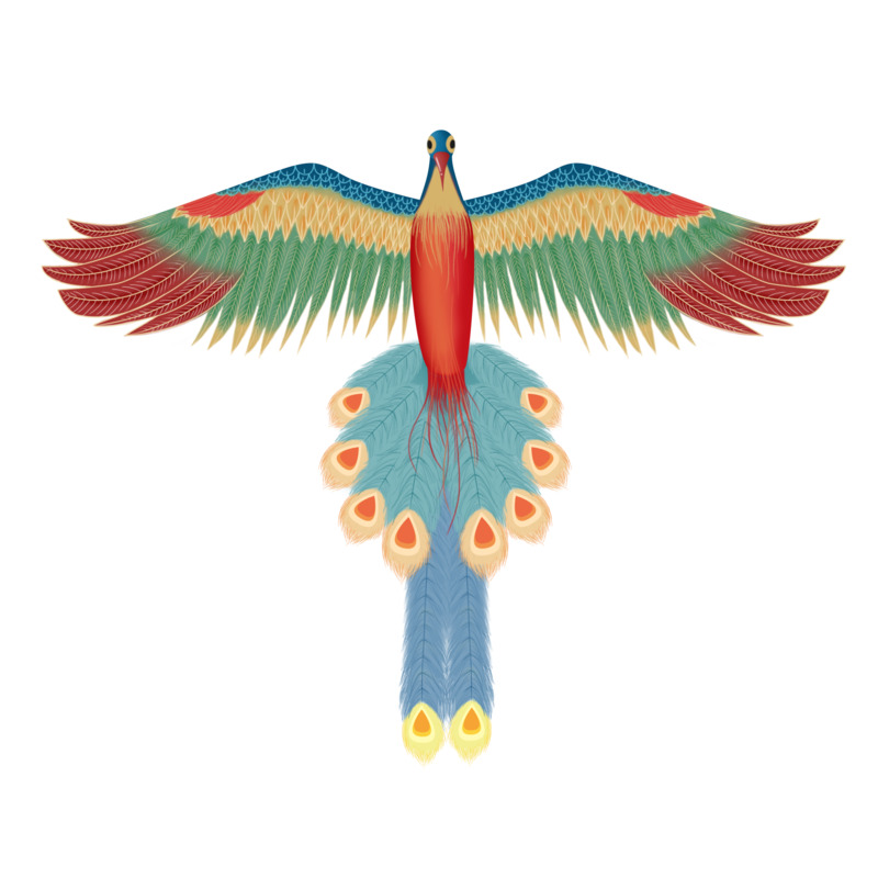 春分古风凤凰风筝高清PNG透明图片，动物装饰元素设计素材下载