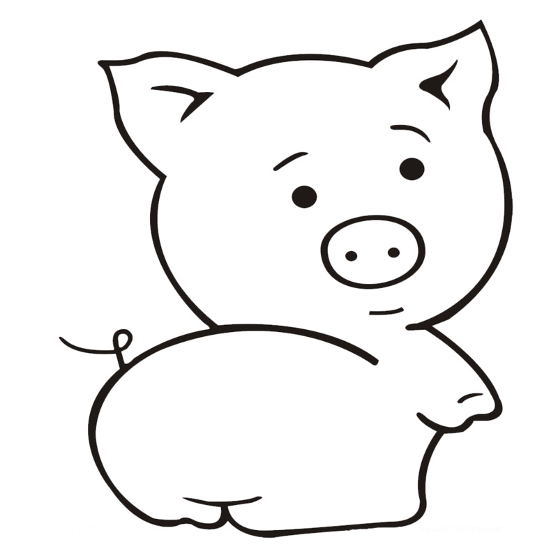 回头猪简笔画PNG透明免扣素材下载