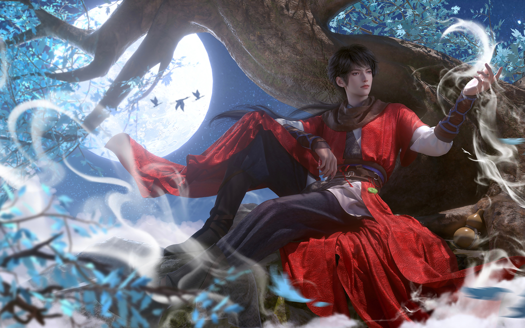 李星云倚树古风意境 3200x2000 高清壁纸 多设备适用 下载