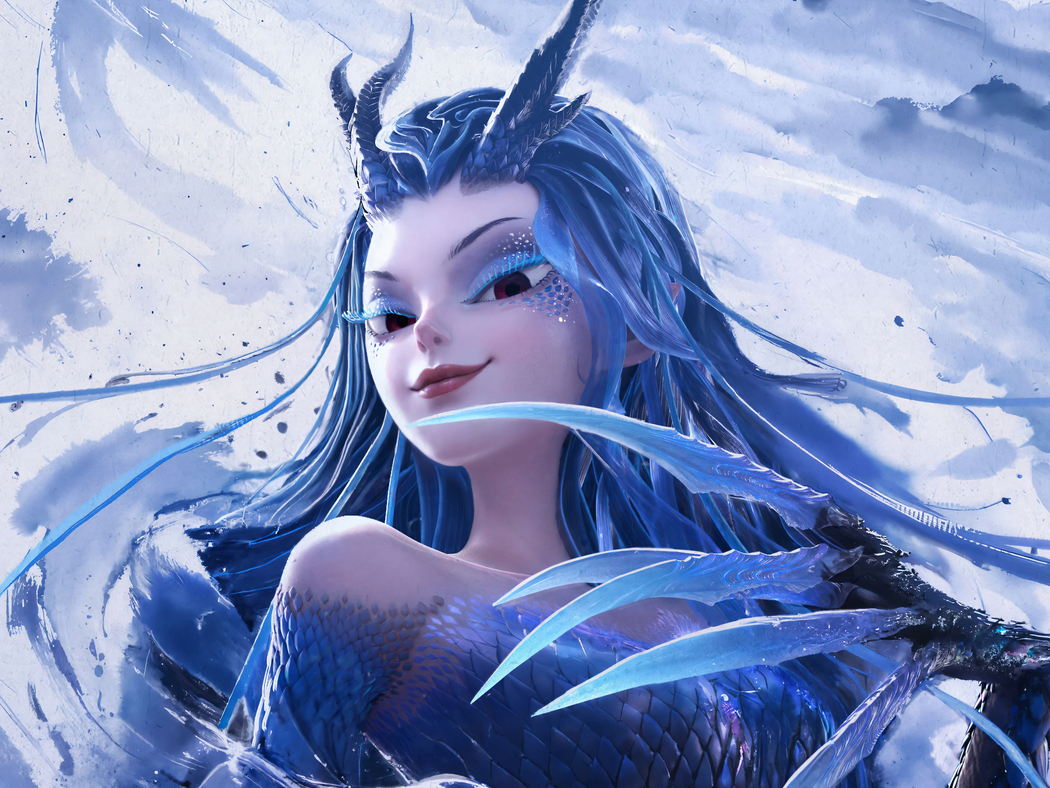 敖闰与哪吒之魔童闹海水墨海报，3200x2400高清壁纸，适用于平板/笔记本