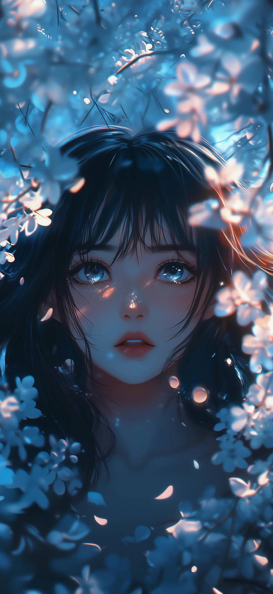 花瓣女孩高清4K景深壁纸 1768x3840 下载