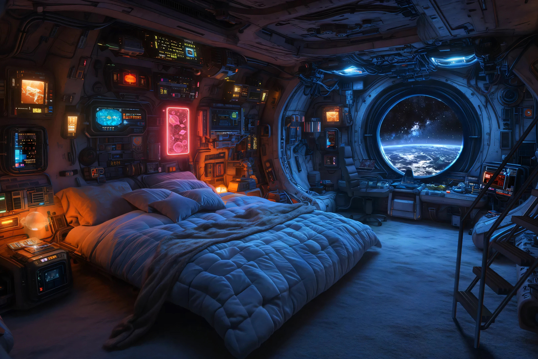宇宙窗景科幻卧室高清壁纸，3000x2000全屏适配电脑平板笔记本