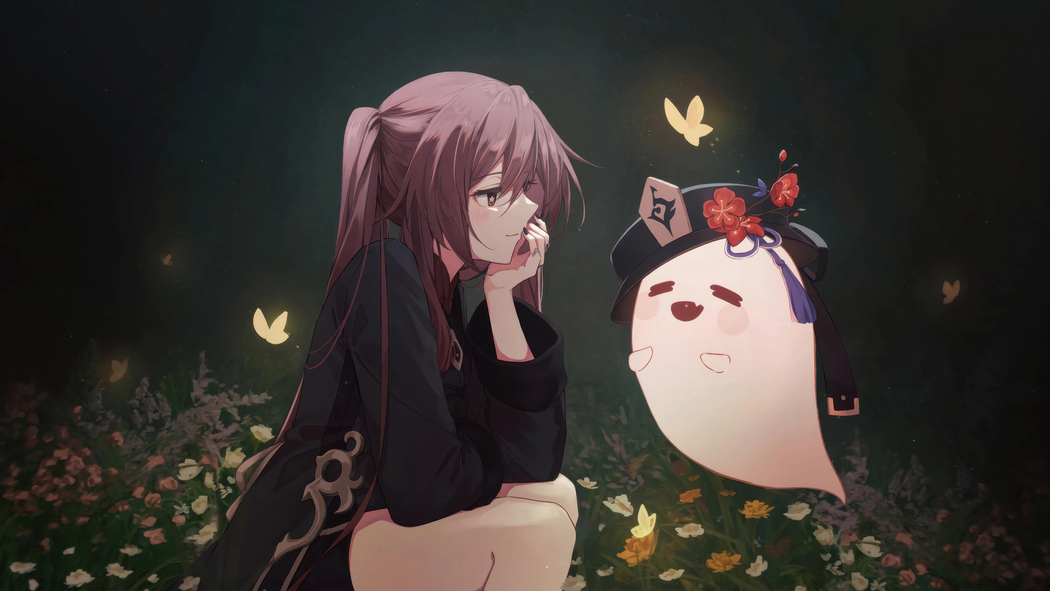 原神胡桃小幽灵蝴蝶主题 4K超高清壁纸（3840x2160）下载