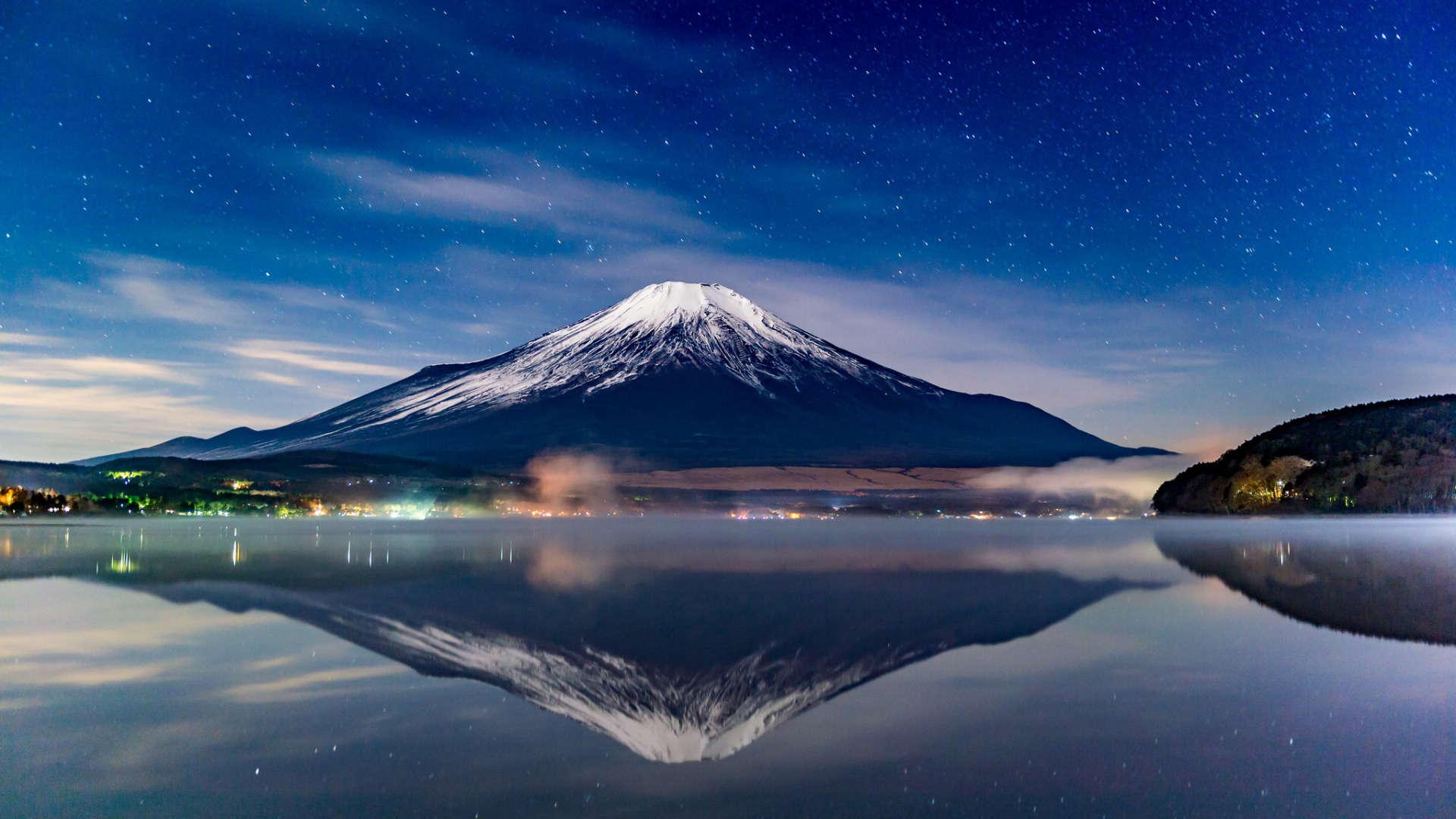 天空 星星 日本富士山风景桌面壁纸