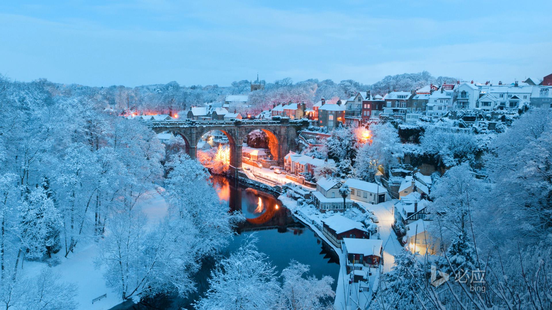 冬季, 雪, 纳尔斯伯勒, 英格兰, 平静小镇, 风景桌面壁纸