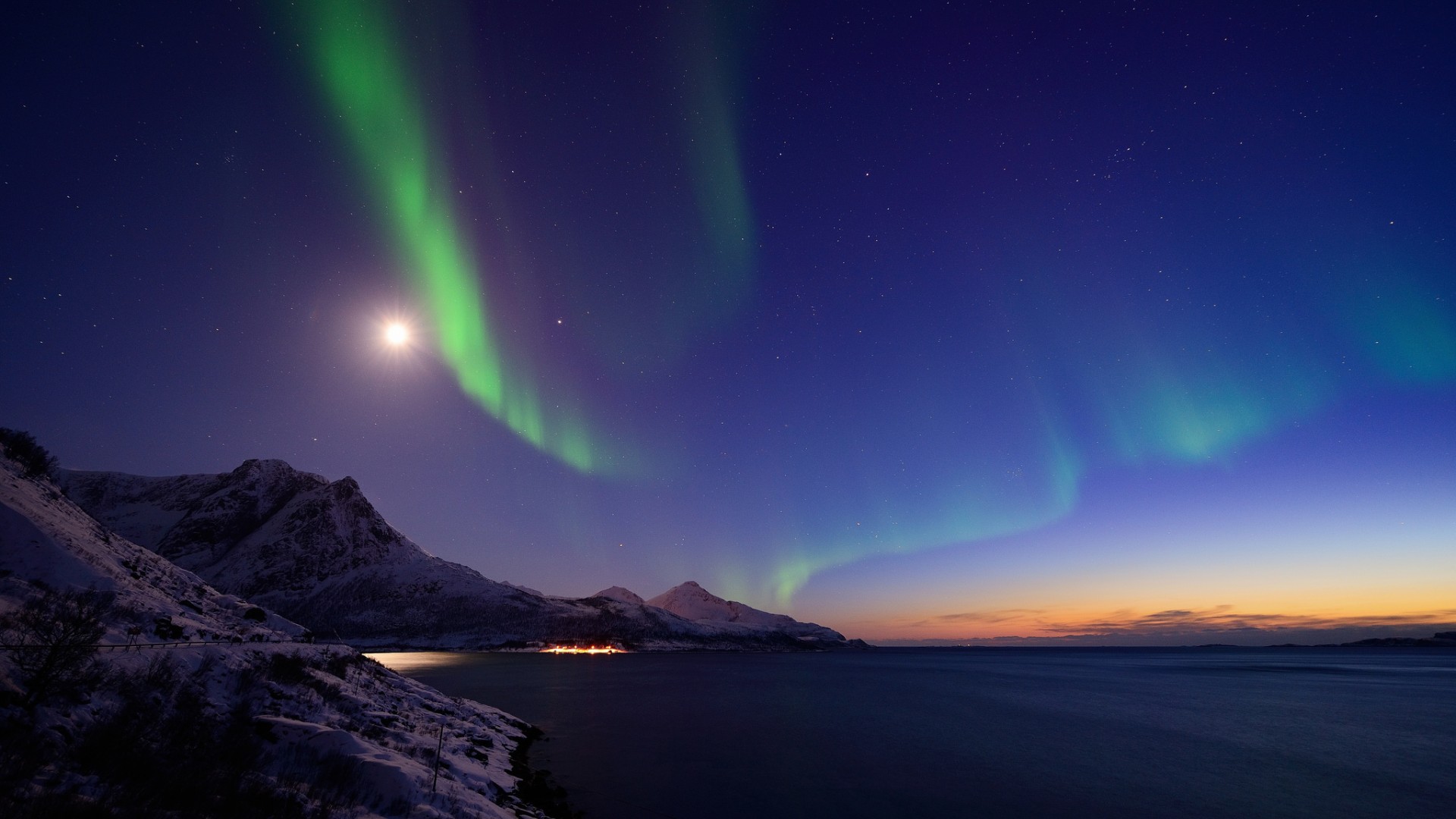 挪威,北极光,夜晚,山脉图片,风景桌面壁纸