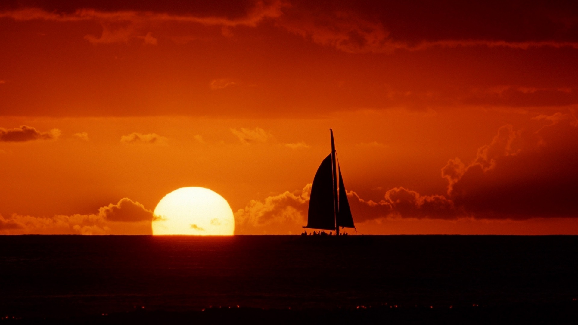 帆船，大海，阳光，夕阳，风景桌面壁纸