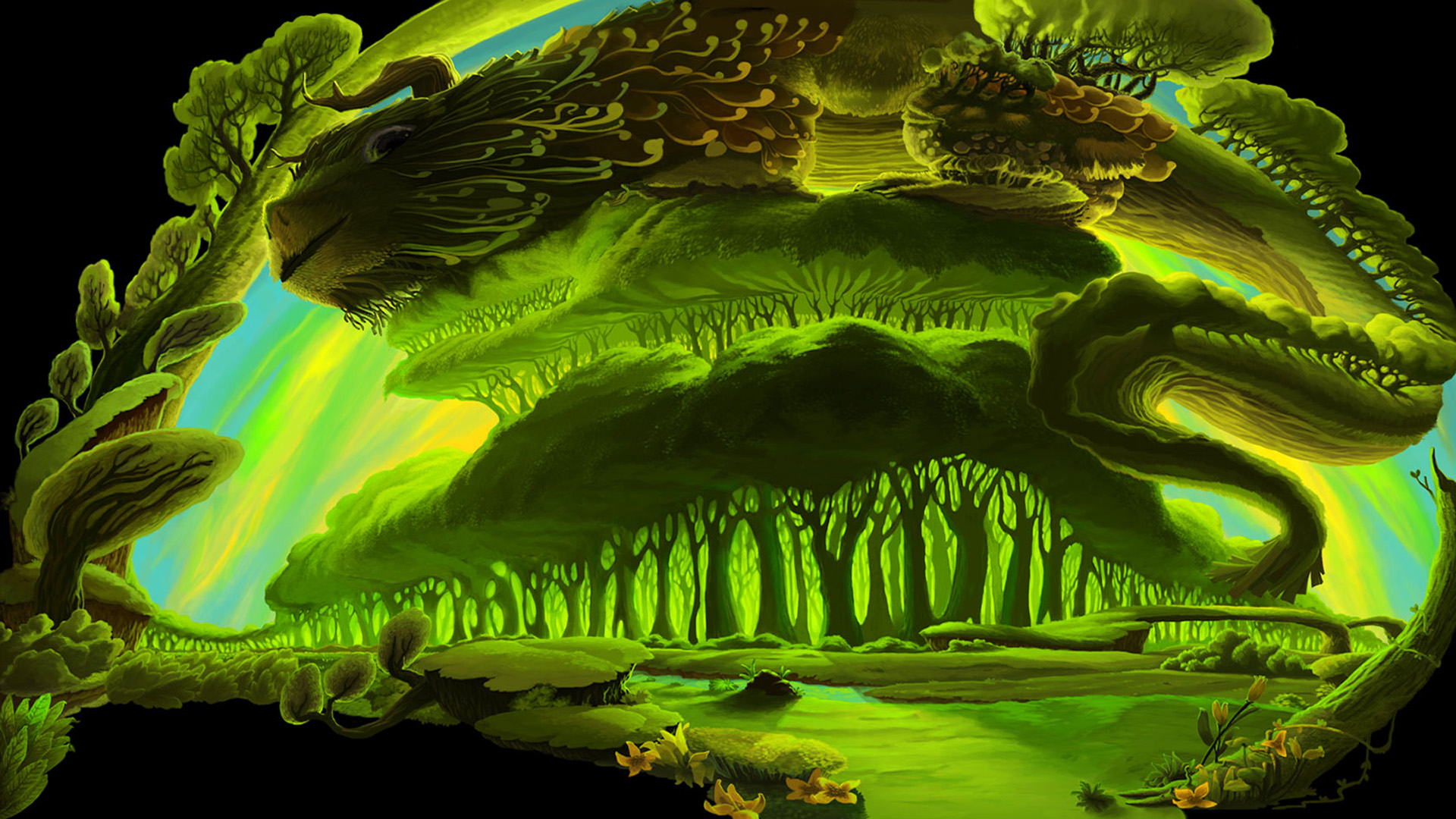 地藏造之探险 神秘的绿色森林桌面壁纸