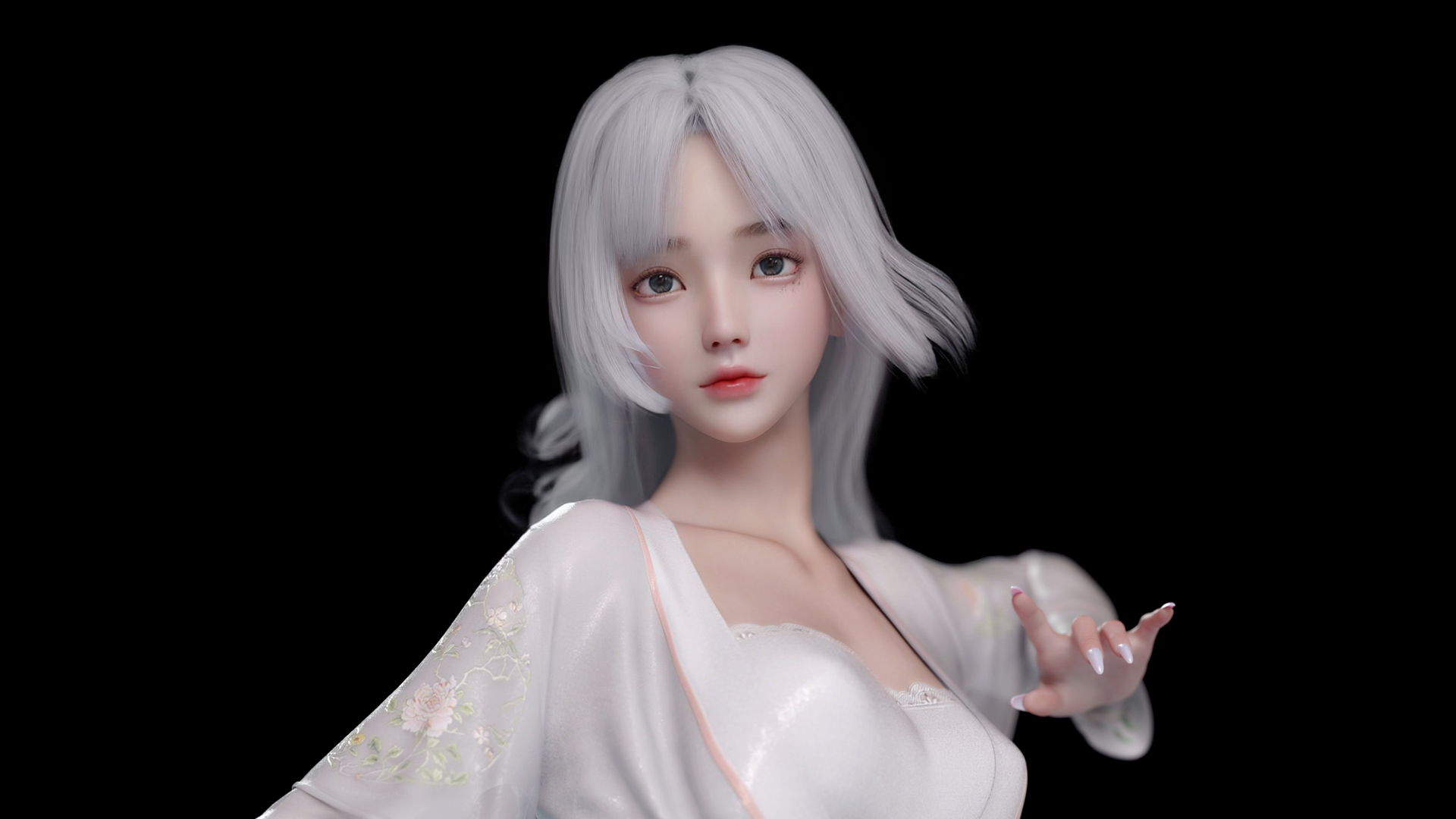 白色头发白色衣服个性美女麻匪壁纸