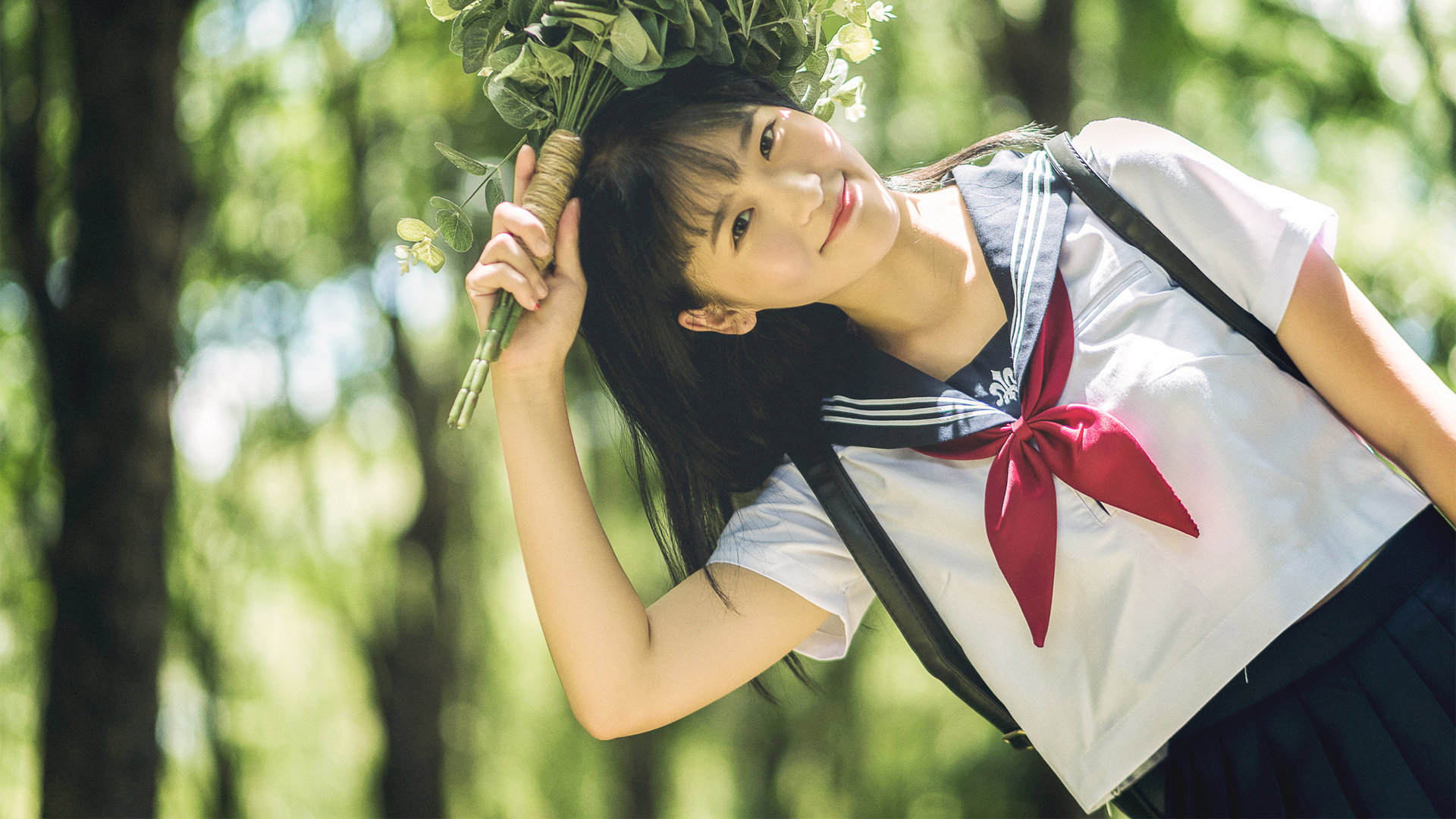 校园清新校服美女壁纸