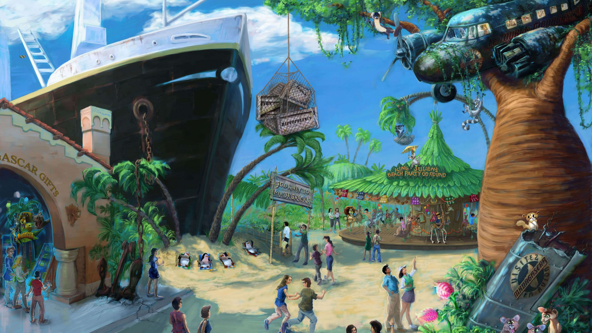 马达加斯加,船舶上的风景图画,桌面壁纸
